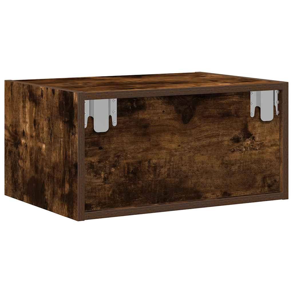 Wall-mounted bedside tables with LED lights 2 pcs. Smoked oak