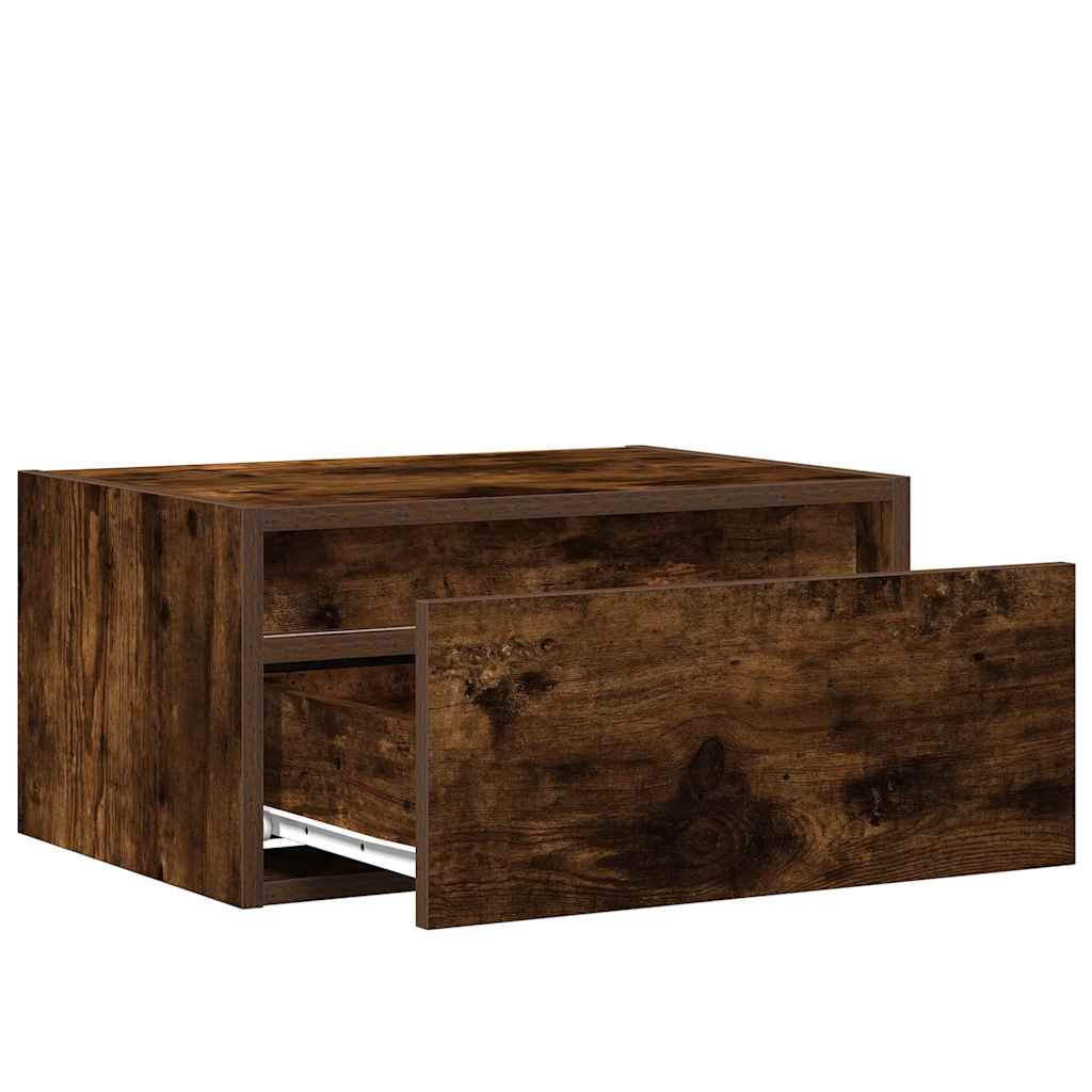 Wall-mounted bedside tables with LED lights 2 pcs. Smoked oak
