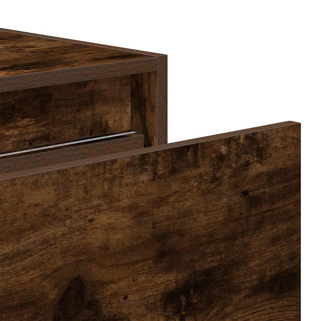 Wall-mounted bedside tables with LED lights 2 pcs. Smoked oak