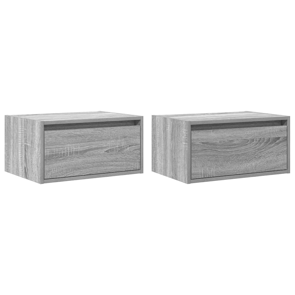 Wall-mounted bedside tables with LED lights 2 pcs. Gray Sonoma