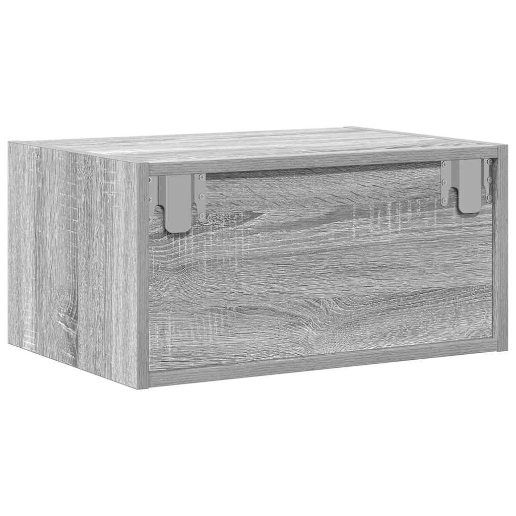 Wall-mounted bedside tables with LED lights 2 pcs. Gray Sonoma