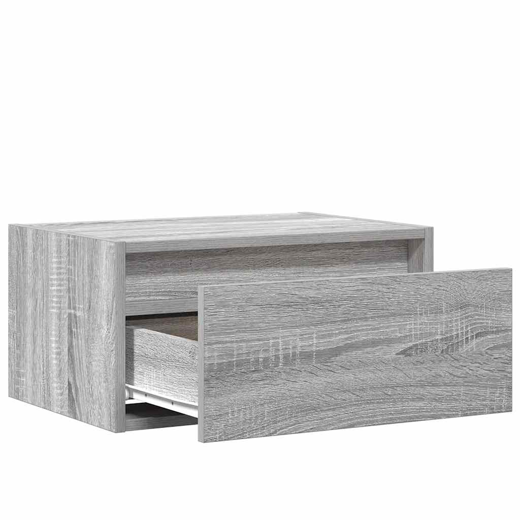 Wall-mounted bedside tables with LED lights 2 pcs. Gray Sonoma