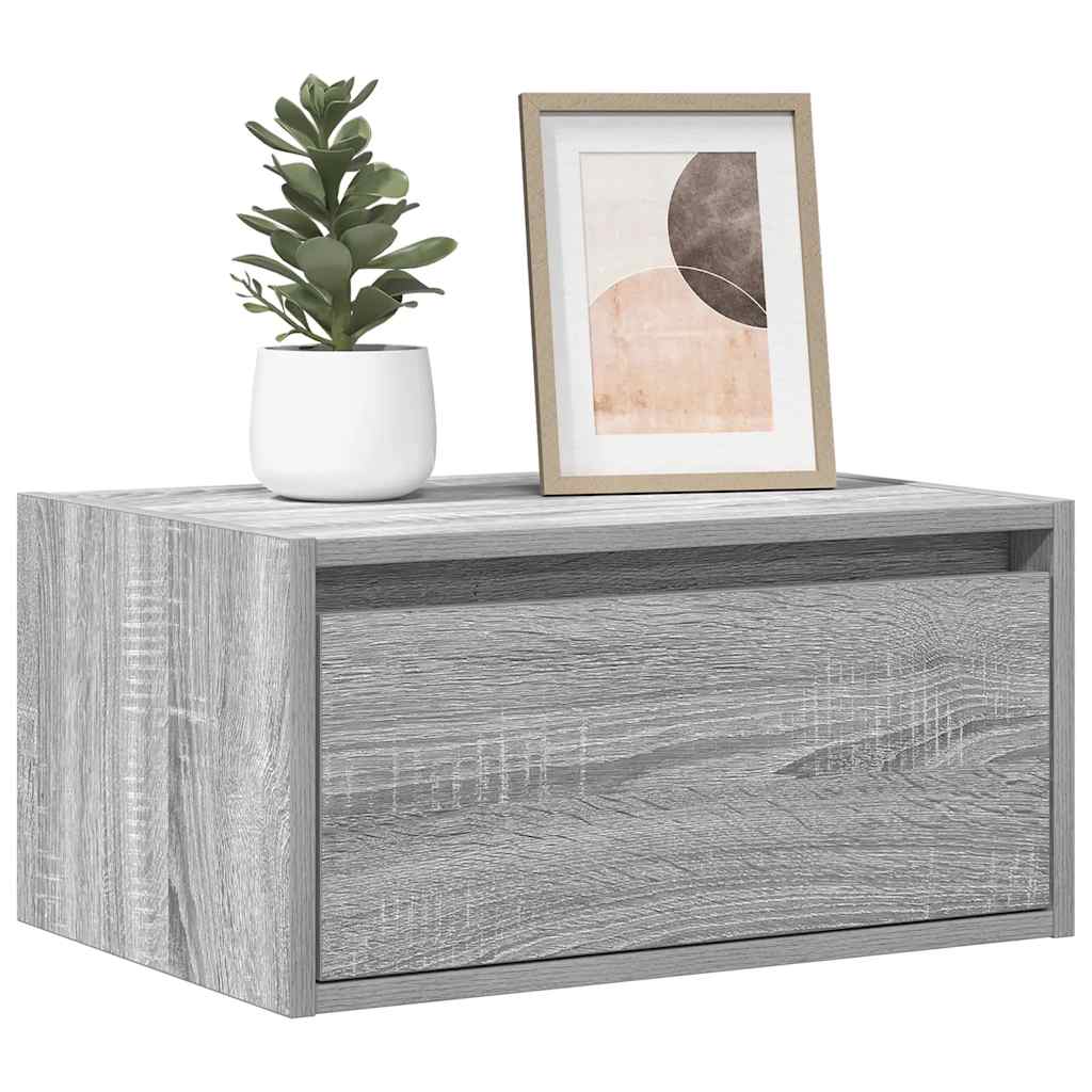 Wall-mounted bedside tables with LED lights 2 pcs. Gray Sonoma