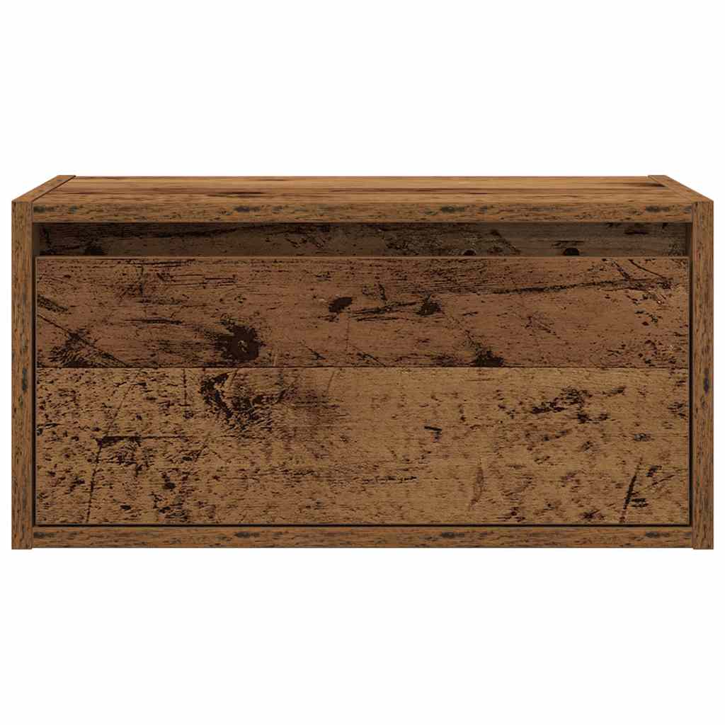 Wall-mounted bedside tables with LED lights (2 pieces) in reclaimed wood look