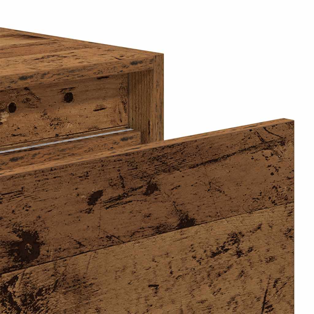 Wall-mounted bedside tables with LED lights (2 pieces) in reclaimed wood look