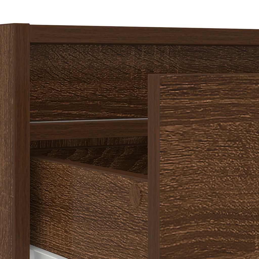 TV cabinet with LED lights, brown oak look, 100 x 35.5 x 25 cm