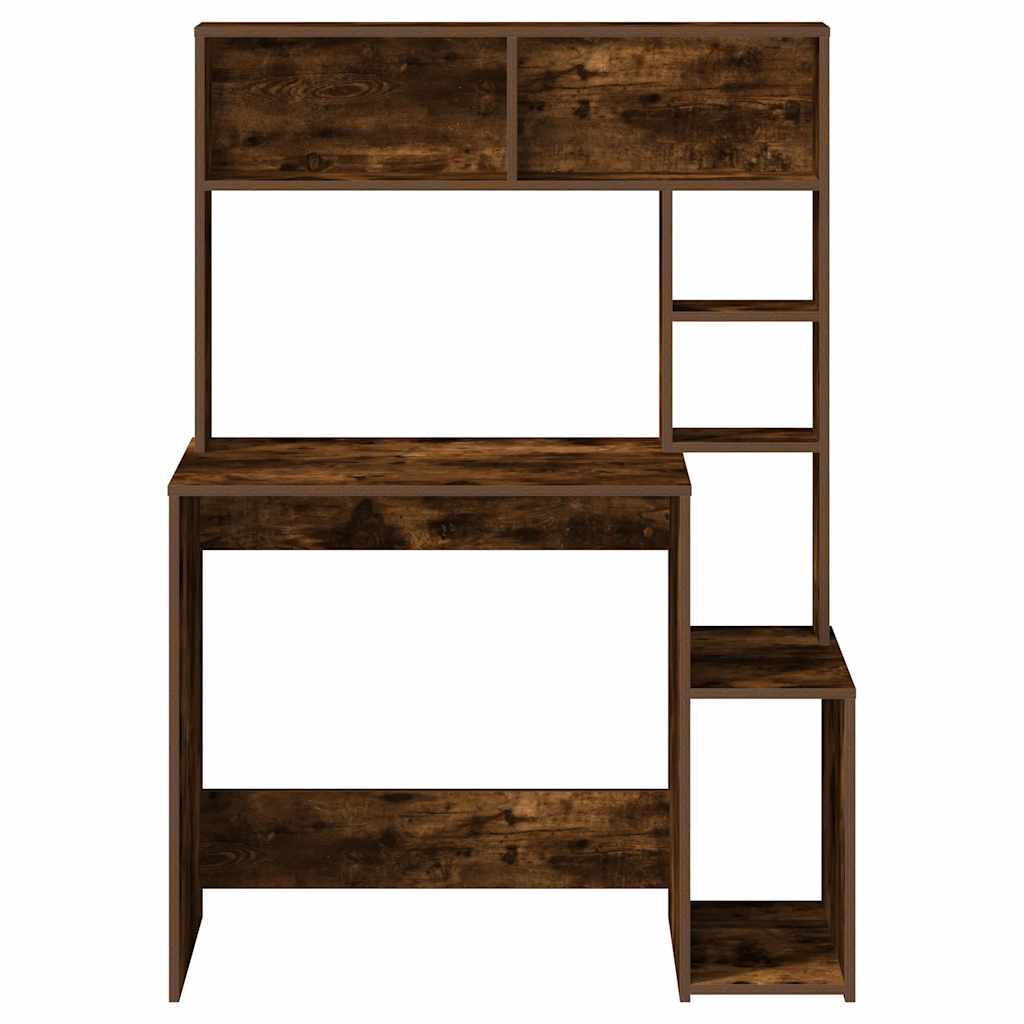 Bureau avec étagère en chêne fumé 100x45x140 cm matériau bois