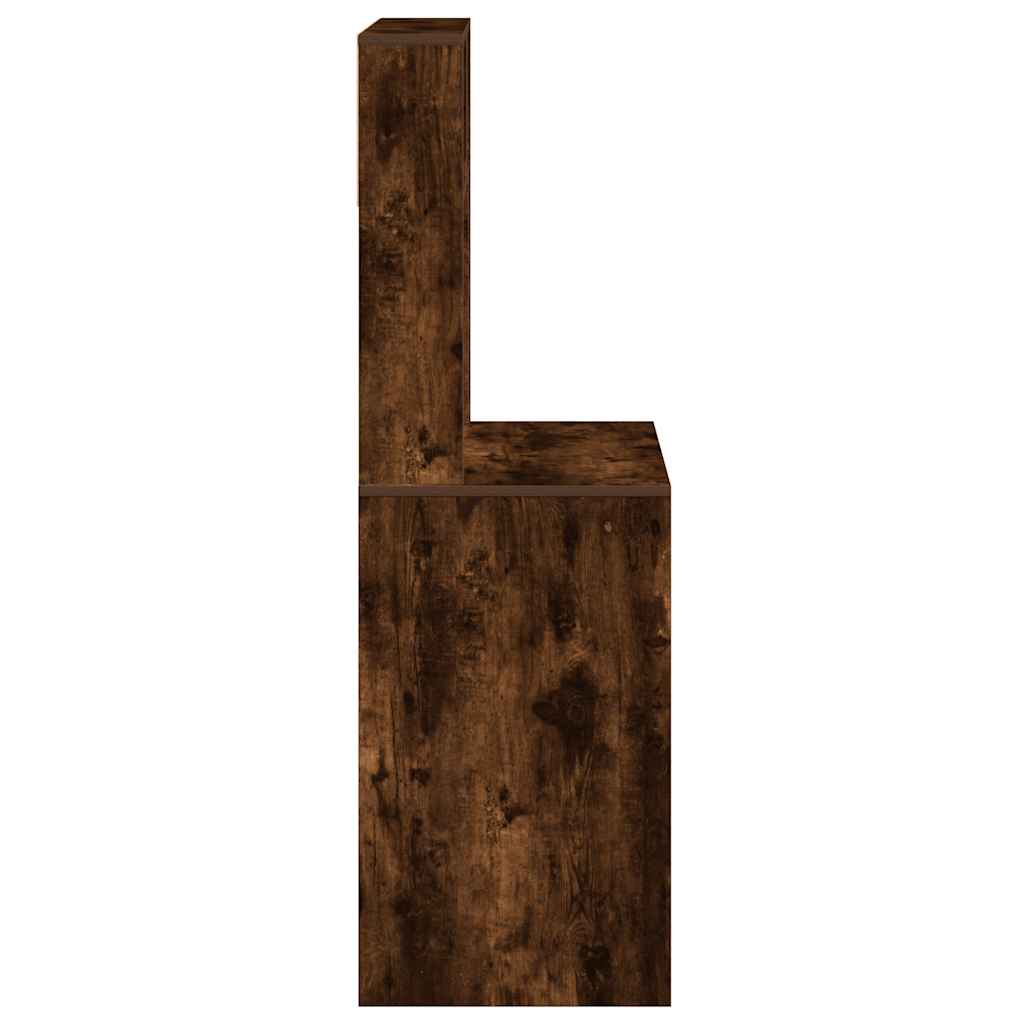 Bureau avec étagère en chêne fumé 100x45x140 cm matériau bois