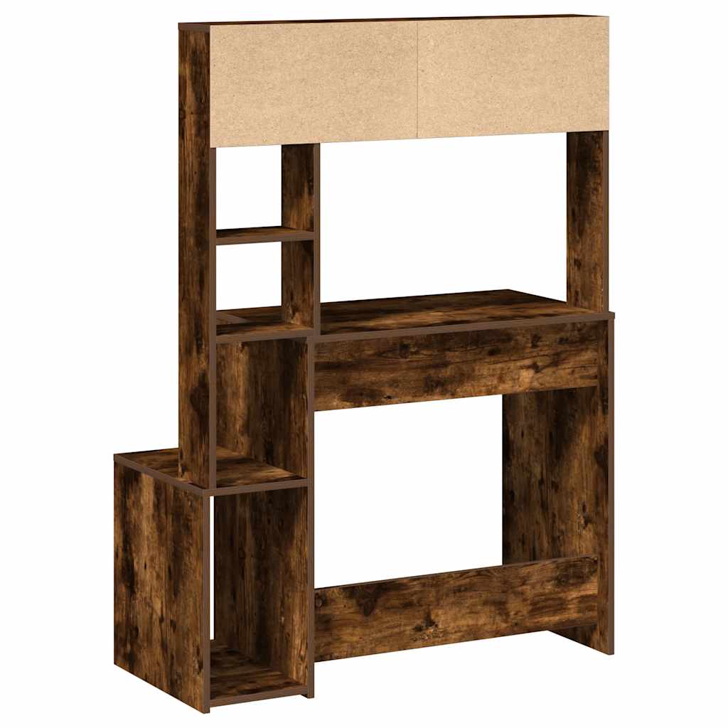 Bureau avec étagère en chêne fumé 100x45x140 cm matériau bois