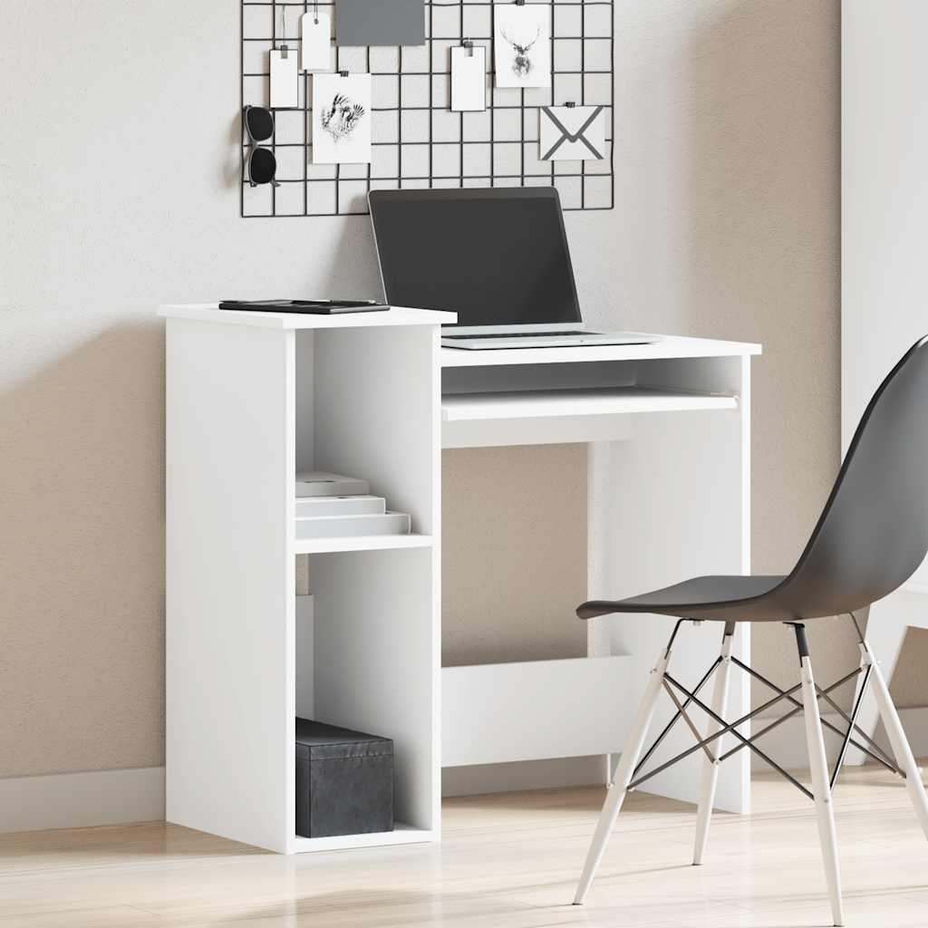 Bureau avec étagères blanc 84x40x78 cm en matériau à base de bois