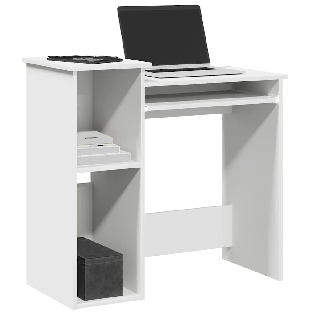 Bureau avec étagères blanc 84x40x78 cm en matériau à base de bois