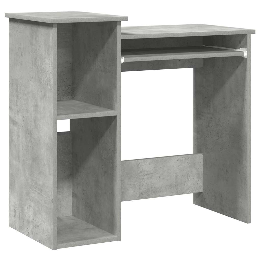 Bureau avec étagères en béton gris 84x40x78 cm en bois
