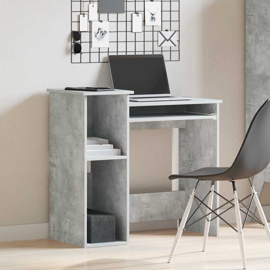 Bureau avec étagères en béton gris 84x40x78 cm en bois
