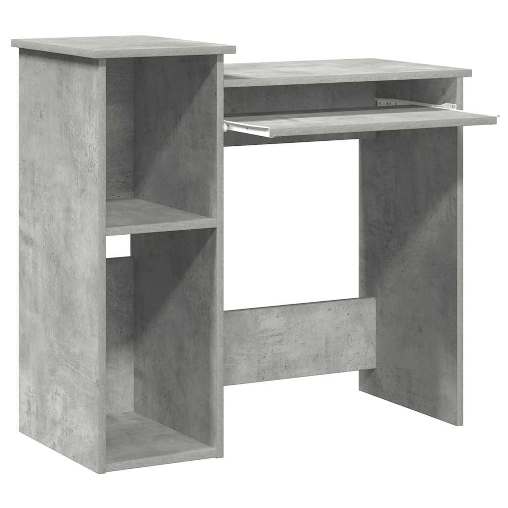 Bureau avec étagères en béton gris 84x40x78 cm en bois
