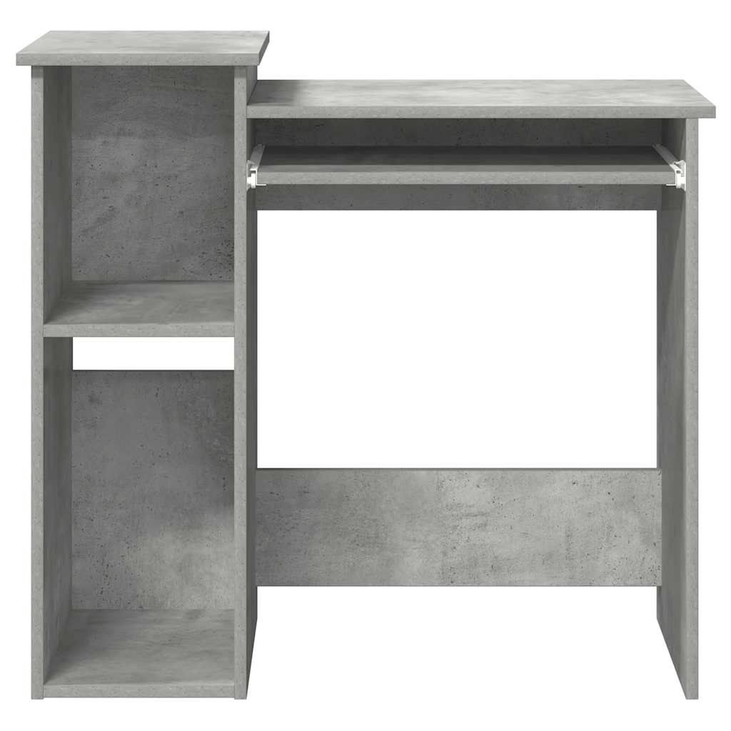 Bureau avec étagères en béton gris 84x40x78 cm en bois