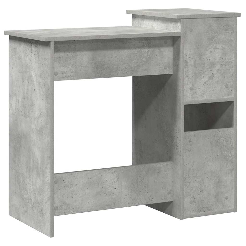 Bureau avec étagères en béton gris 84x40x78 cm en bois