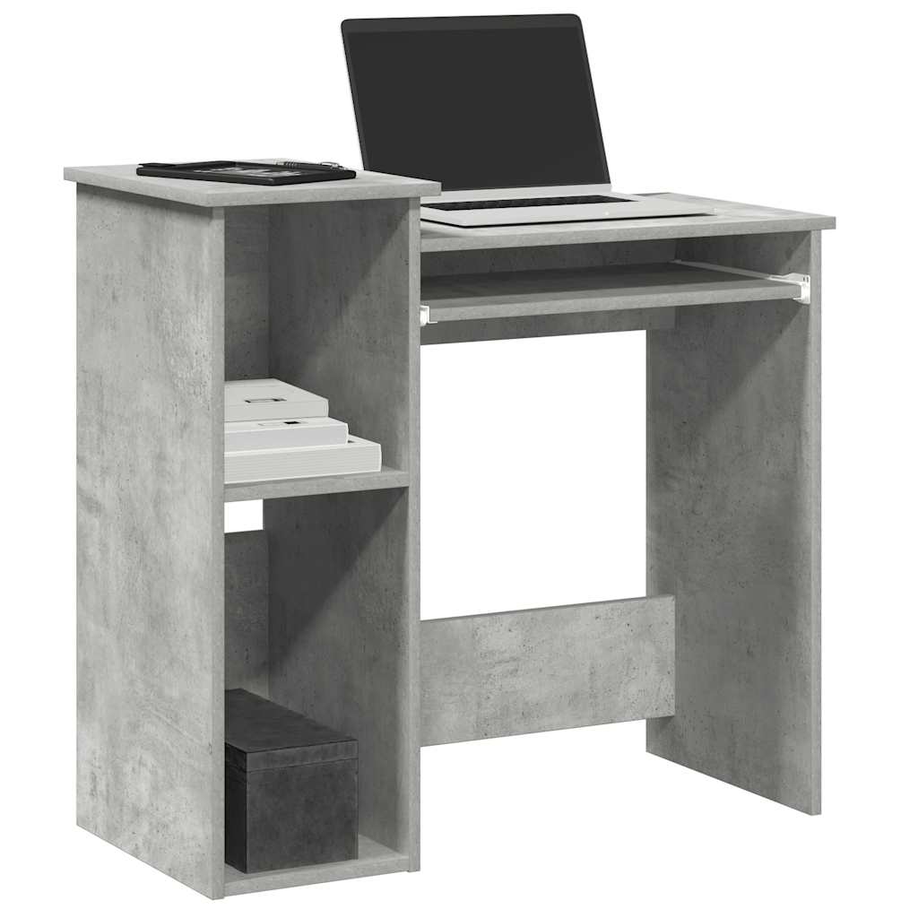 Bureau avec étagères en béton gris 84x40x78 cm en bois