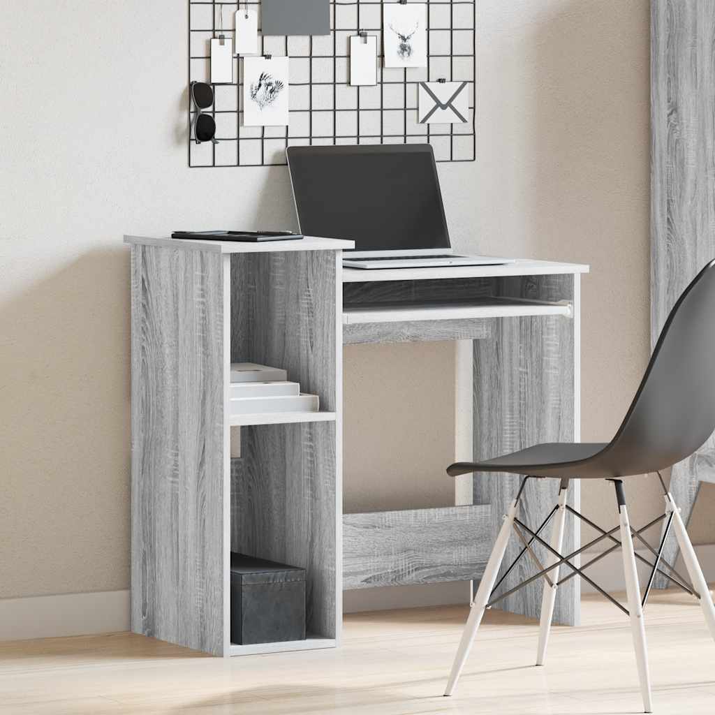 Bureau avec étagère, gris Sonoma, 84x40x78 cm, matériau à base de bois