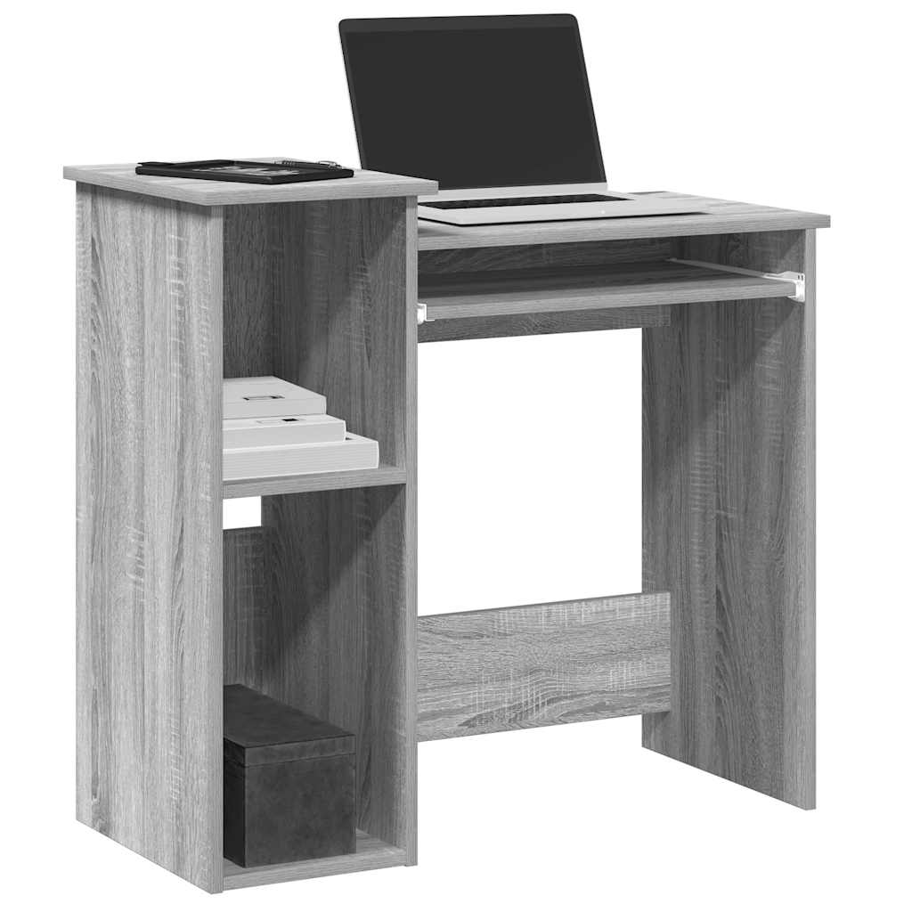 Bureau avec étagère, gris Sonoma, 84x40x78 cm, matériau à base de bois