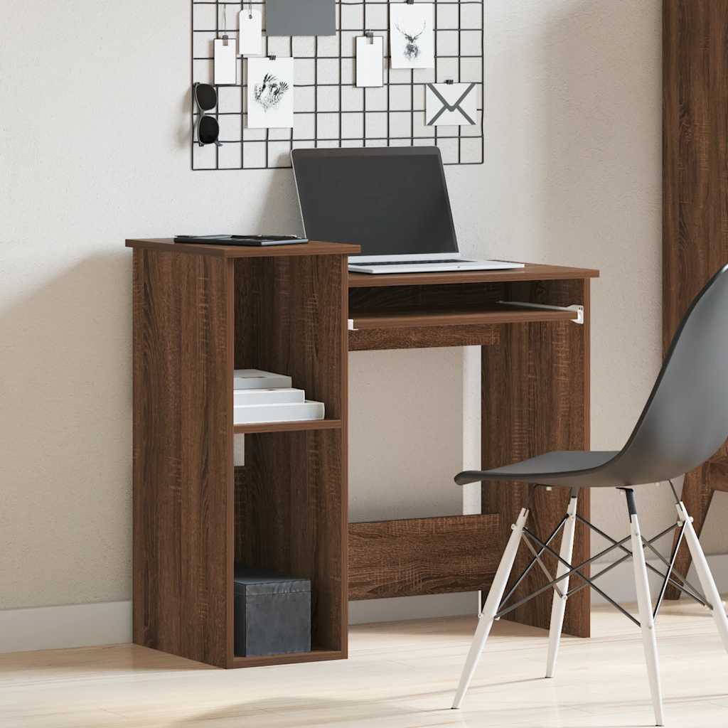 Desk with shelf brown oak look 84x40x78 cm
