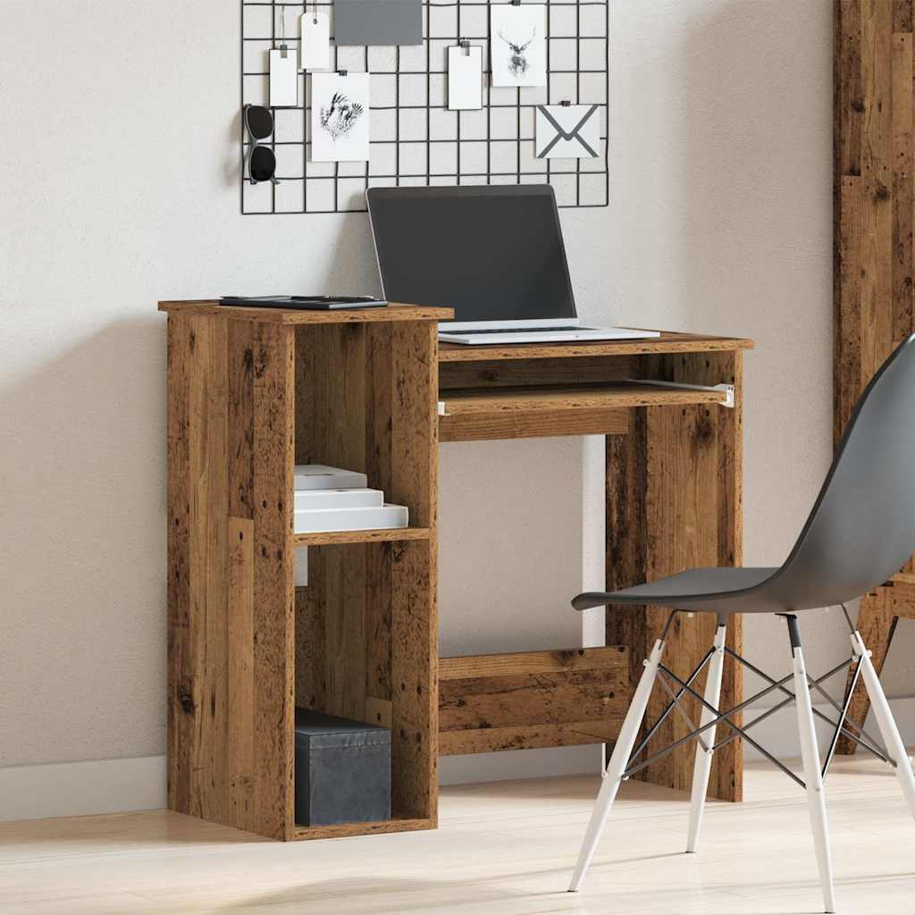 Desk with shelf, reclaimed wood look, 84x40x78cm, wood-based material