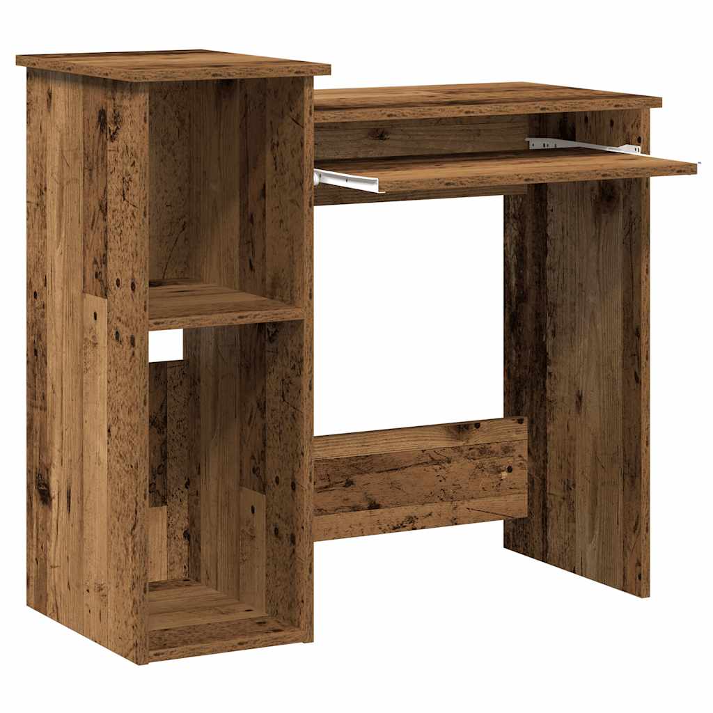 Desk with shelf, reclaimed wood look, 84x40x78cm, wood-based material