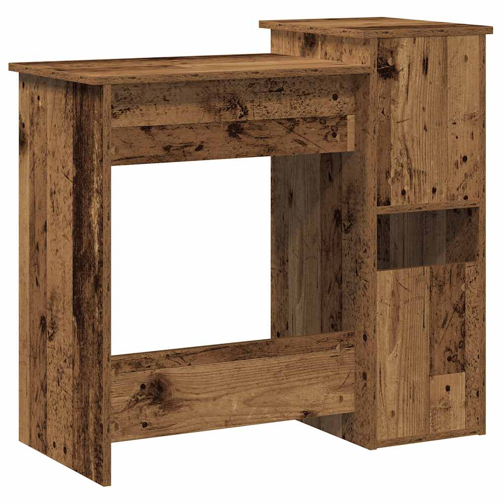 Desk with shelf, reclaimed wood look, 84x40x78cm, wood-based material