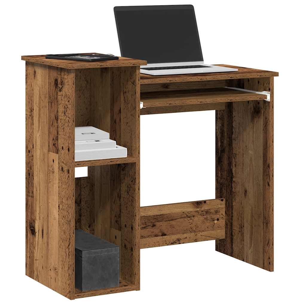Desk with shelf, reclaimed wood look, 84x40x78cm, wood-based material