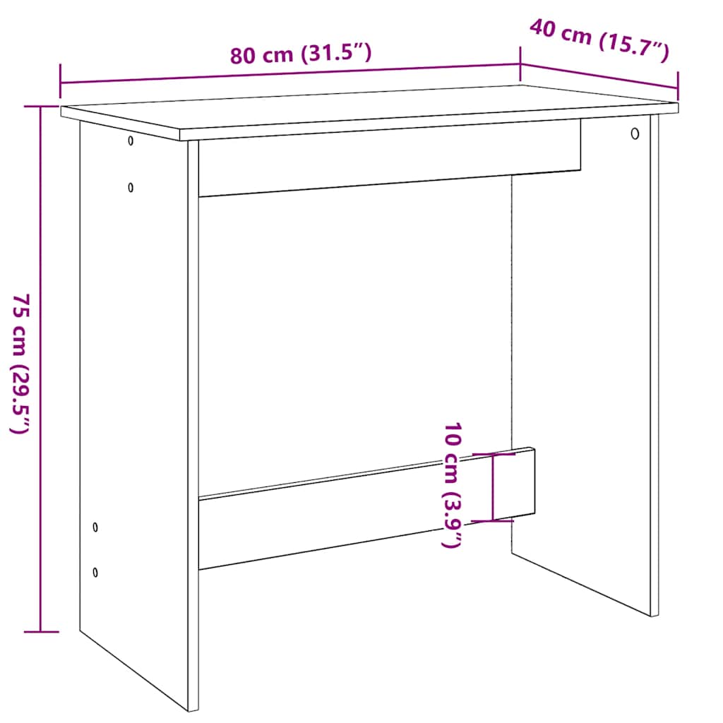 Bureau blanc 80×40×75 cm matériau bois