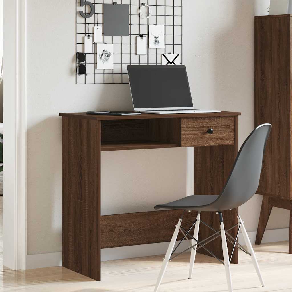 Bureau aspect chêne marron 80x40x75 cm en bois