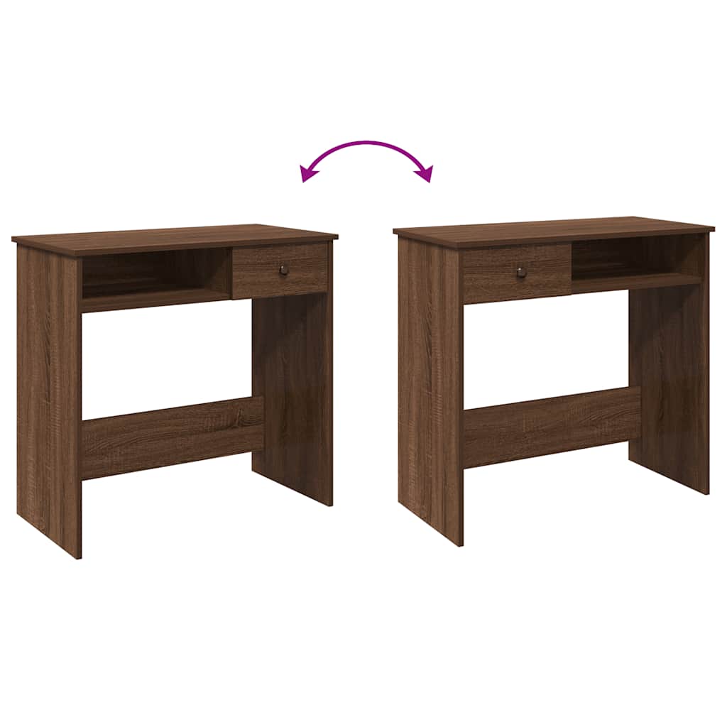 Bureau aspect chêne marron 80x40x75 cm en bois