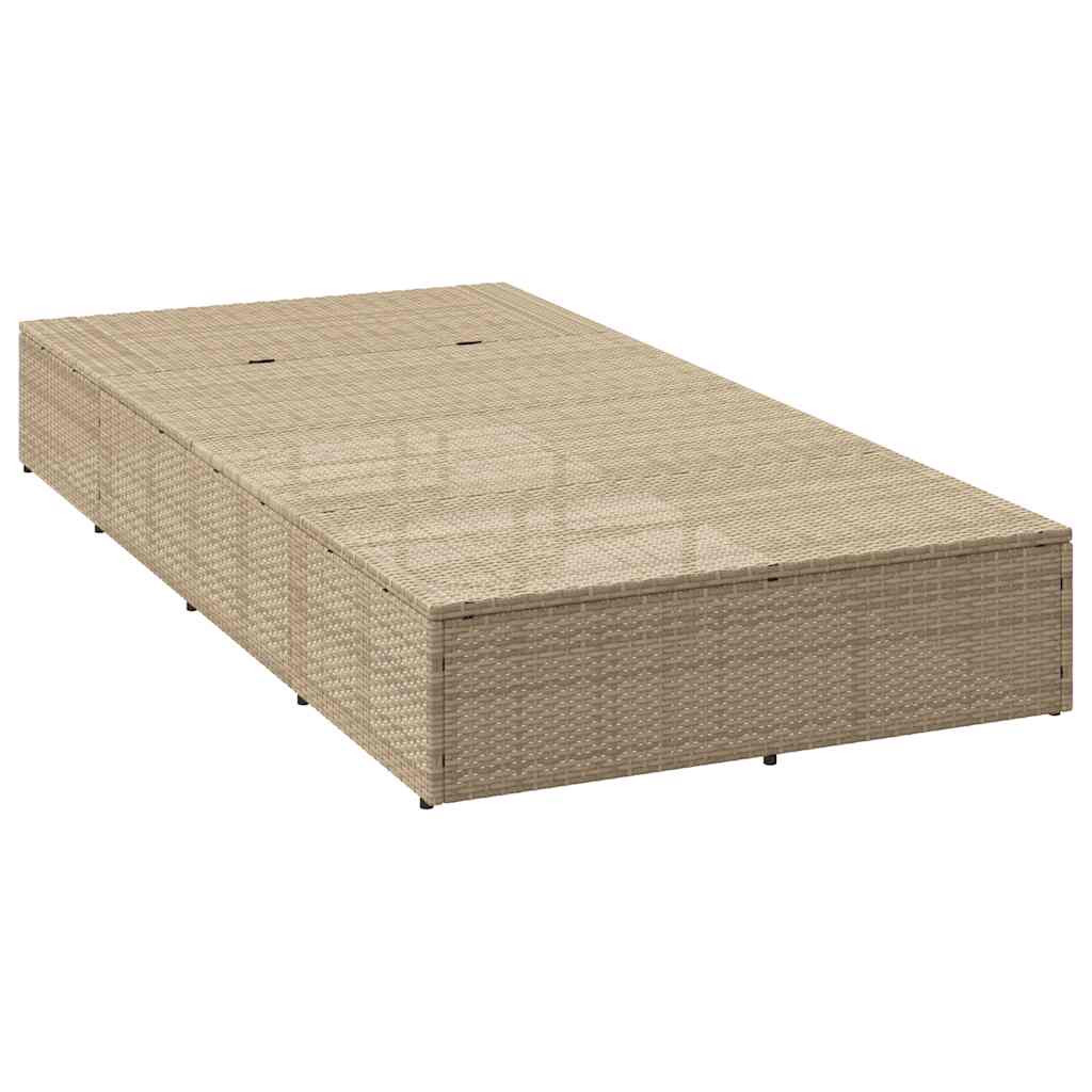 Chaise longue avec coussin flottant en polyrotin beige