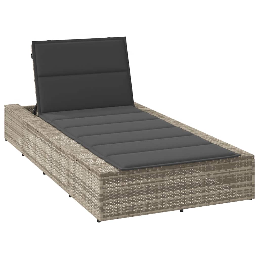 Chaise longue avec coussin flottant en polyrotin gris clair