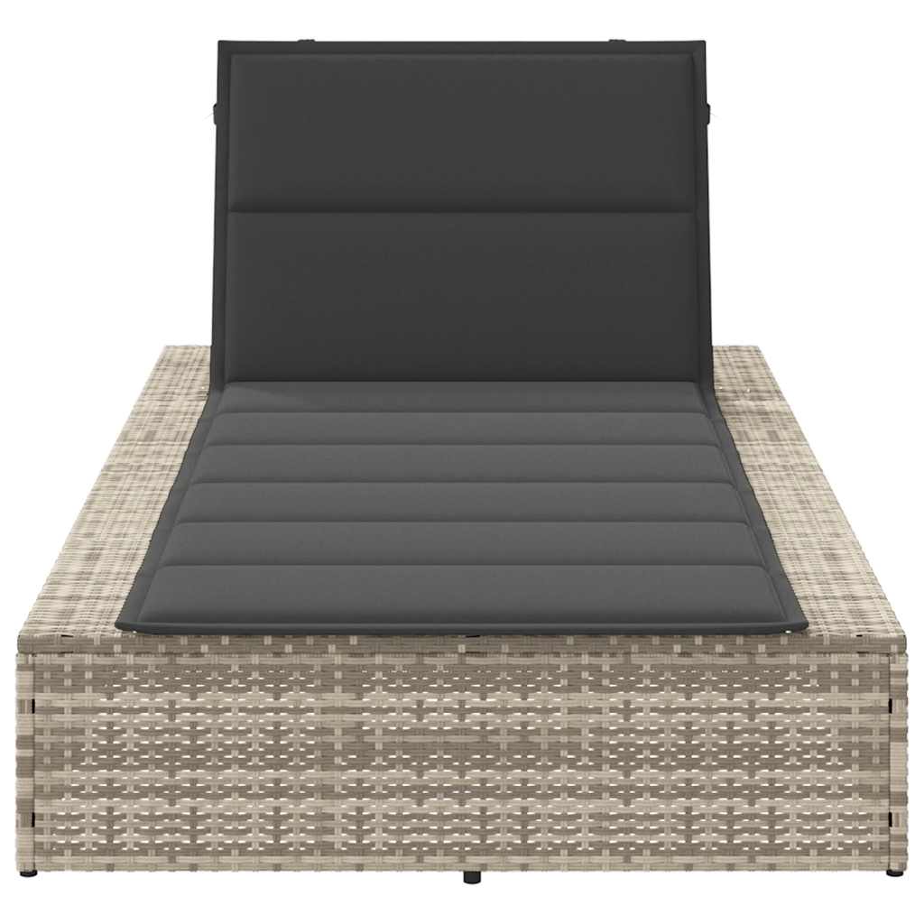 Chaise longue avec coussin flottant en polyrotin gris clair