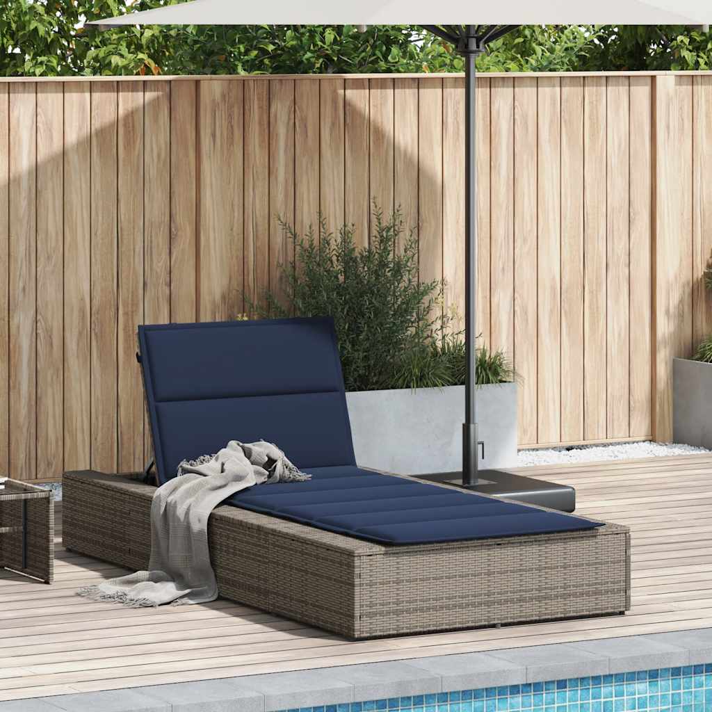 Chaise longue avec coussin flottant en polyrotin gris