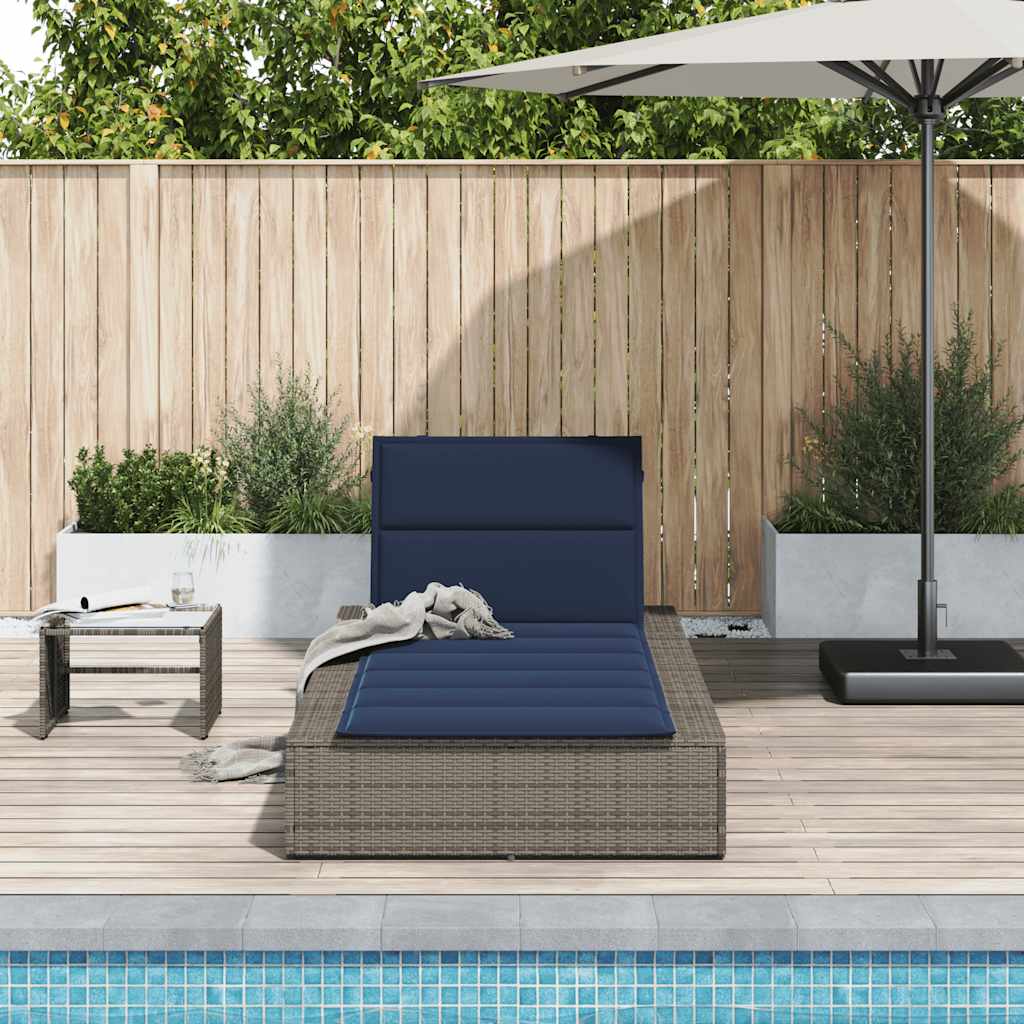 Chaise longue avec coussin flottant en polyrotin gris