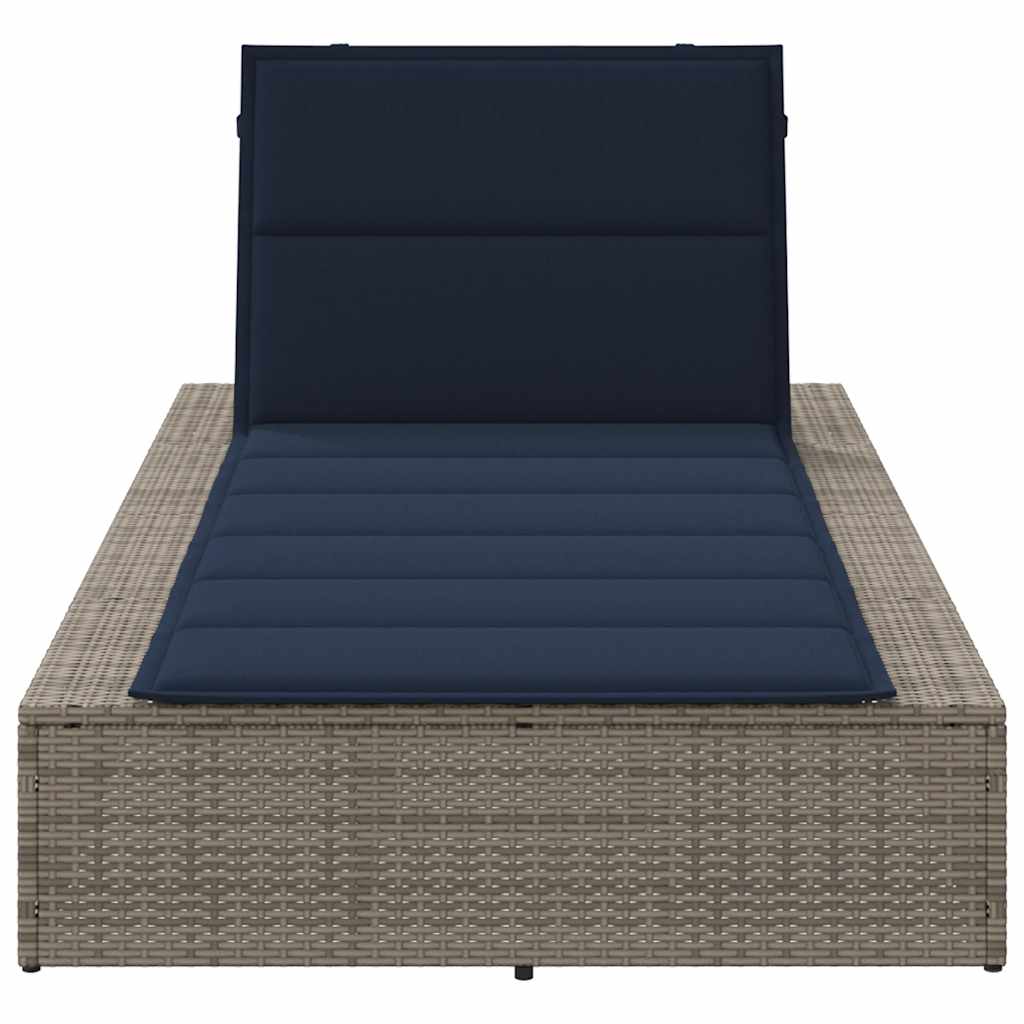 Chaise longue avec coussin flottant en polyrotin gris