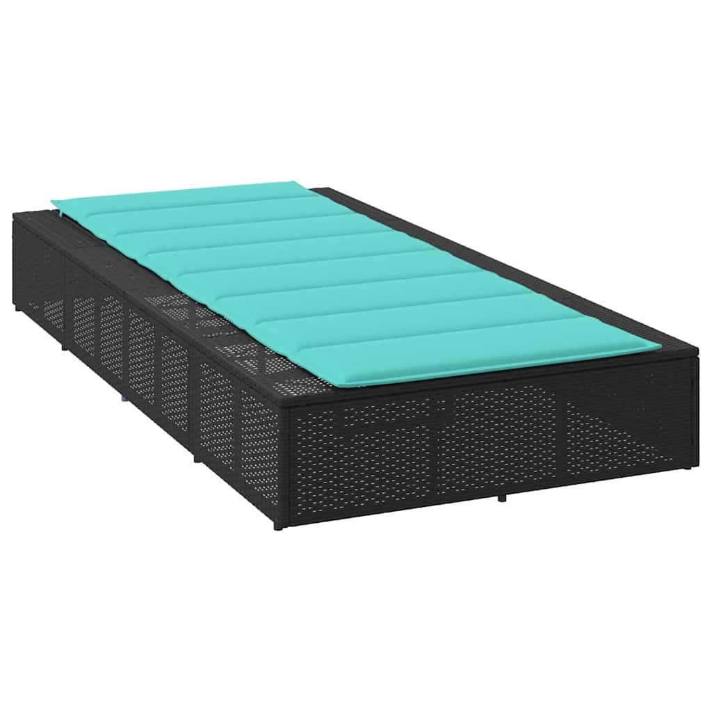 Chaise longue avec coussin flottant en polyrotin noir