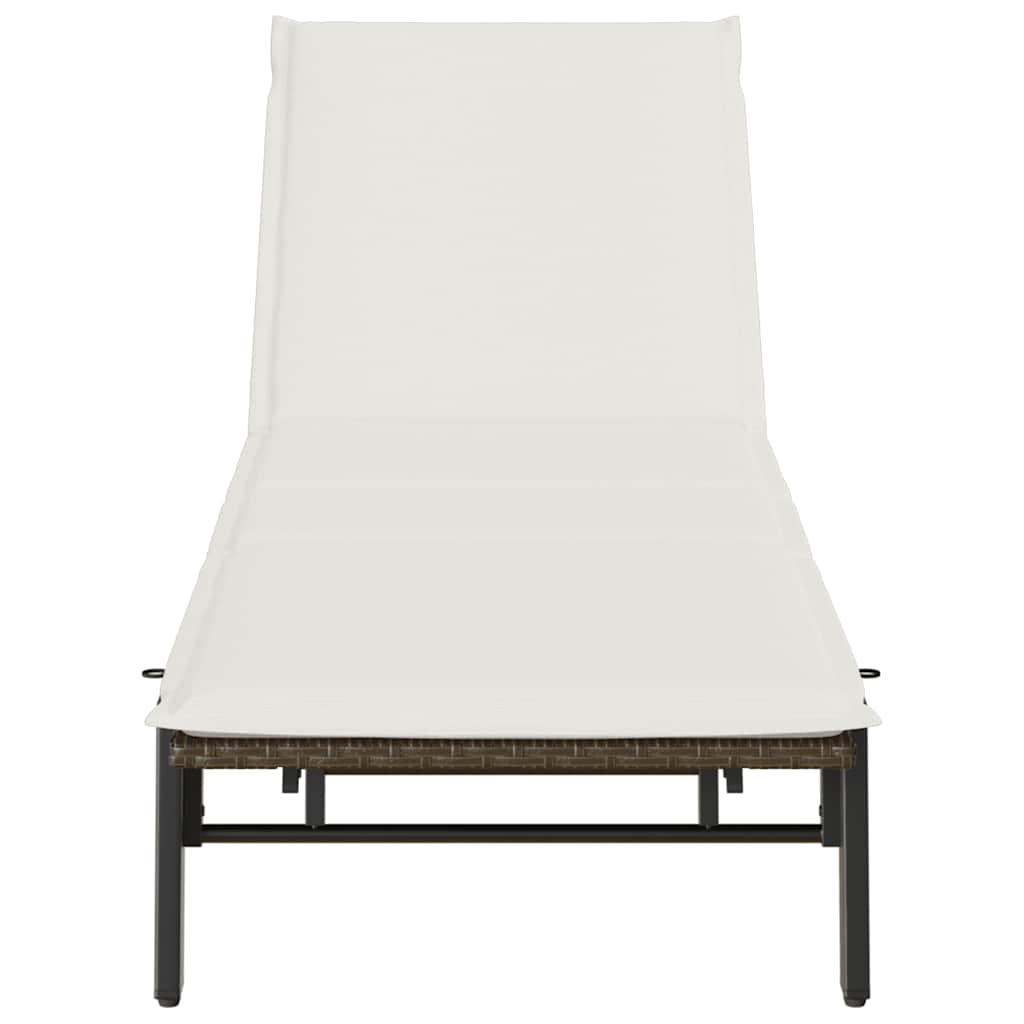 Bain de soleil avec coussin en polyrotin marron