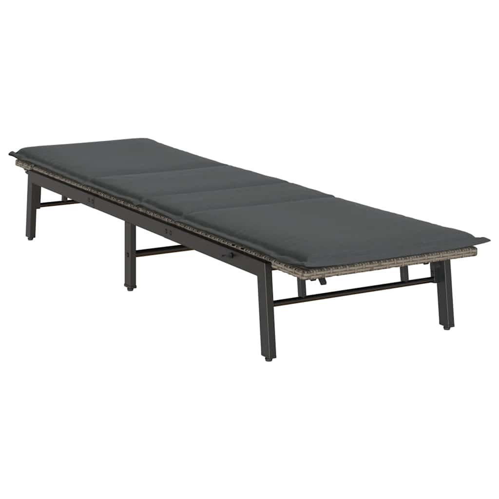 Bain de soleil avec coussin en polyrotin gris