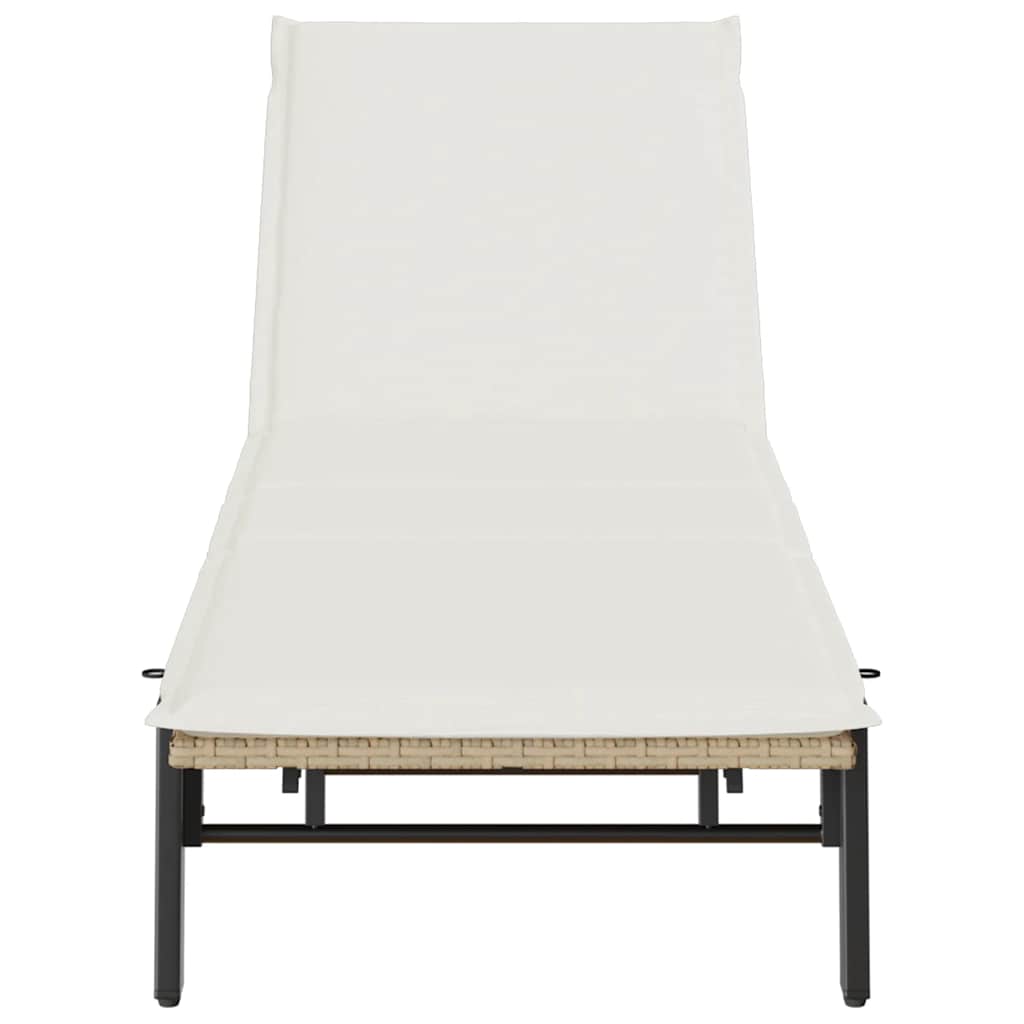 Bain de soleil avec coussin en polyrotin beige