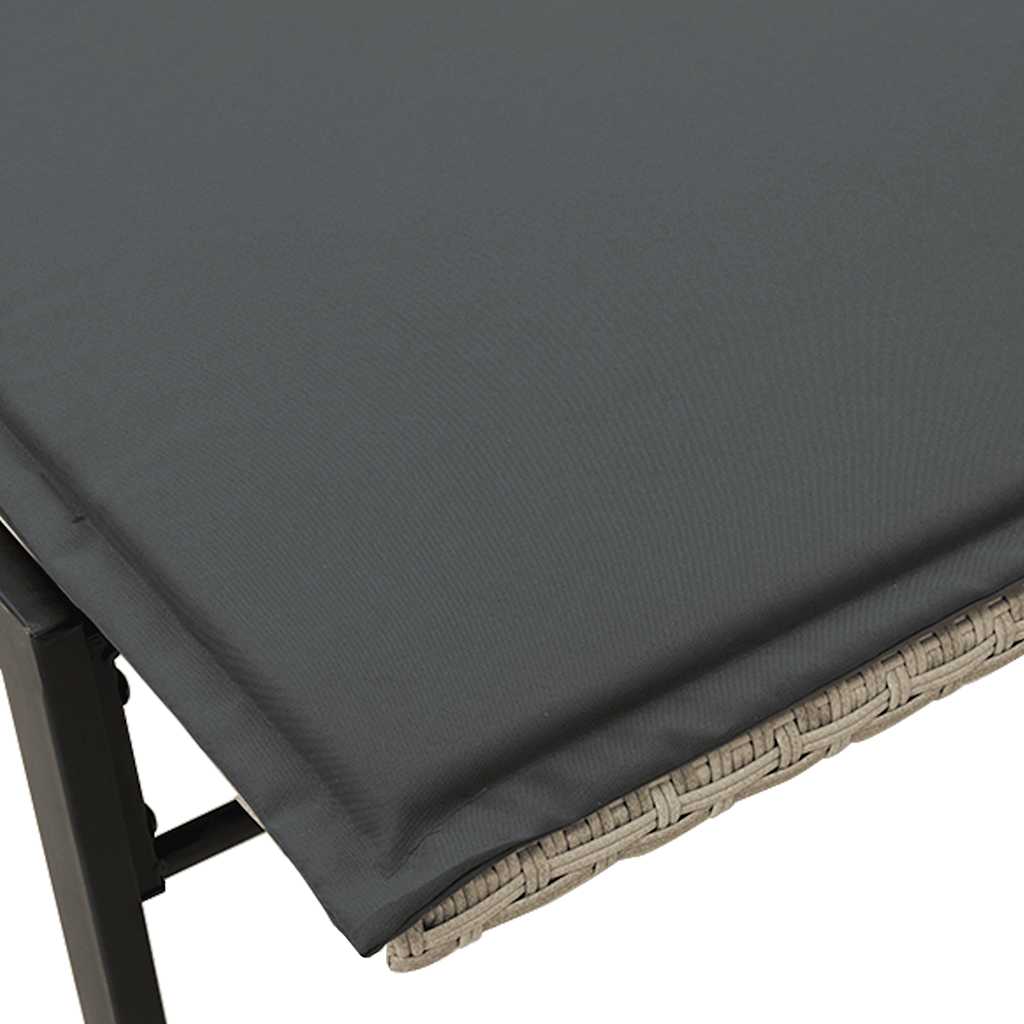 Bain de soleil avec coussin en polyrotin gris clair