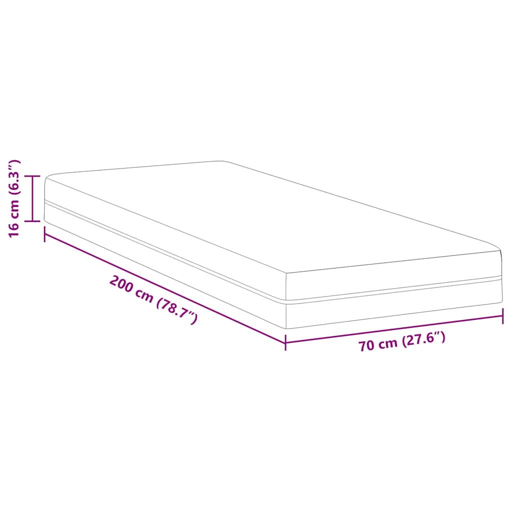 Matratze Weiß und Grau 70 x 200 cm Memory Foam