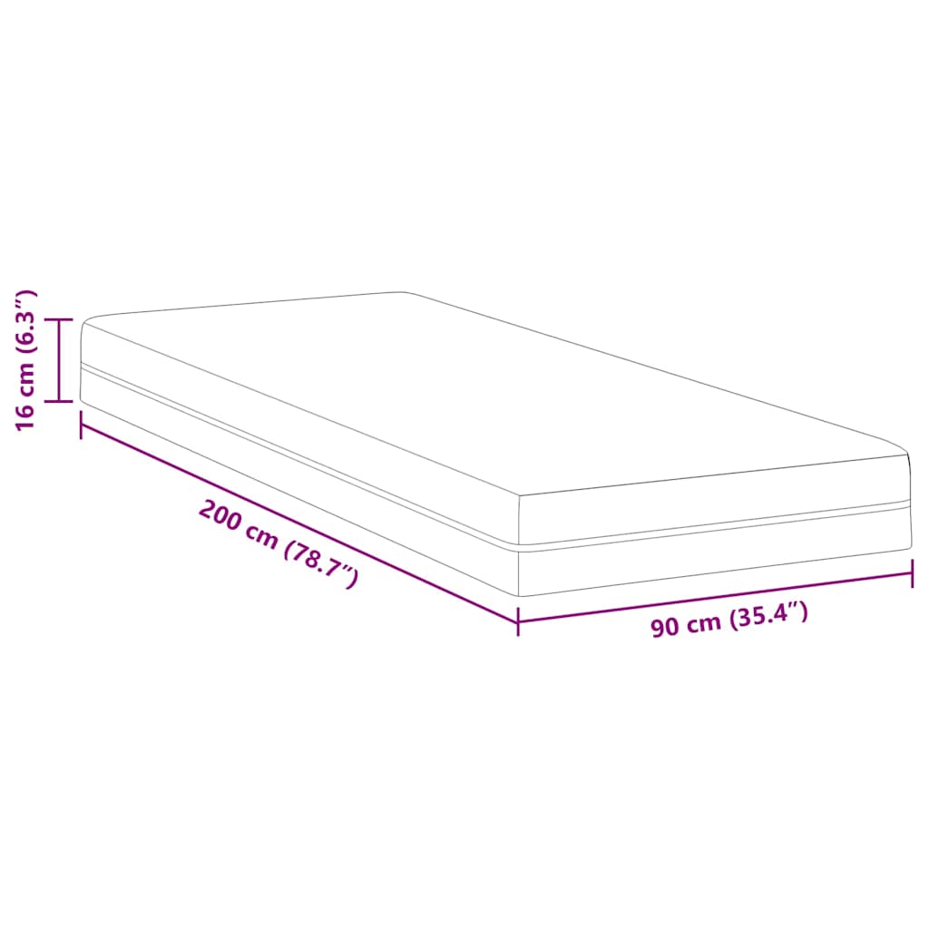 Matratze Weiß und Grau 90 x 200 cm Memory Foam