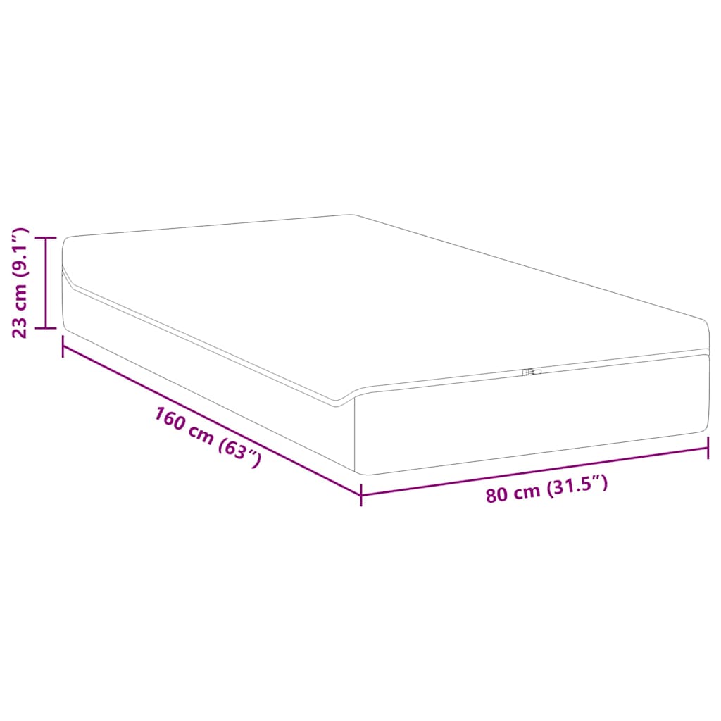 Matratze Weiß und Grau 80 x 160 cm Taschenfeder