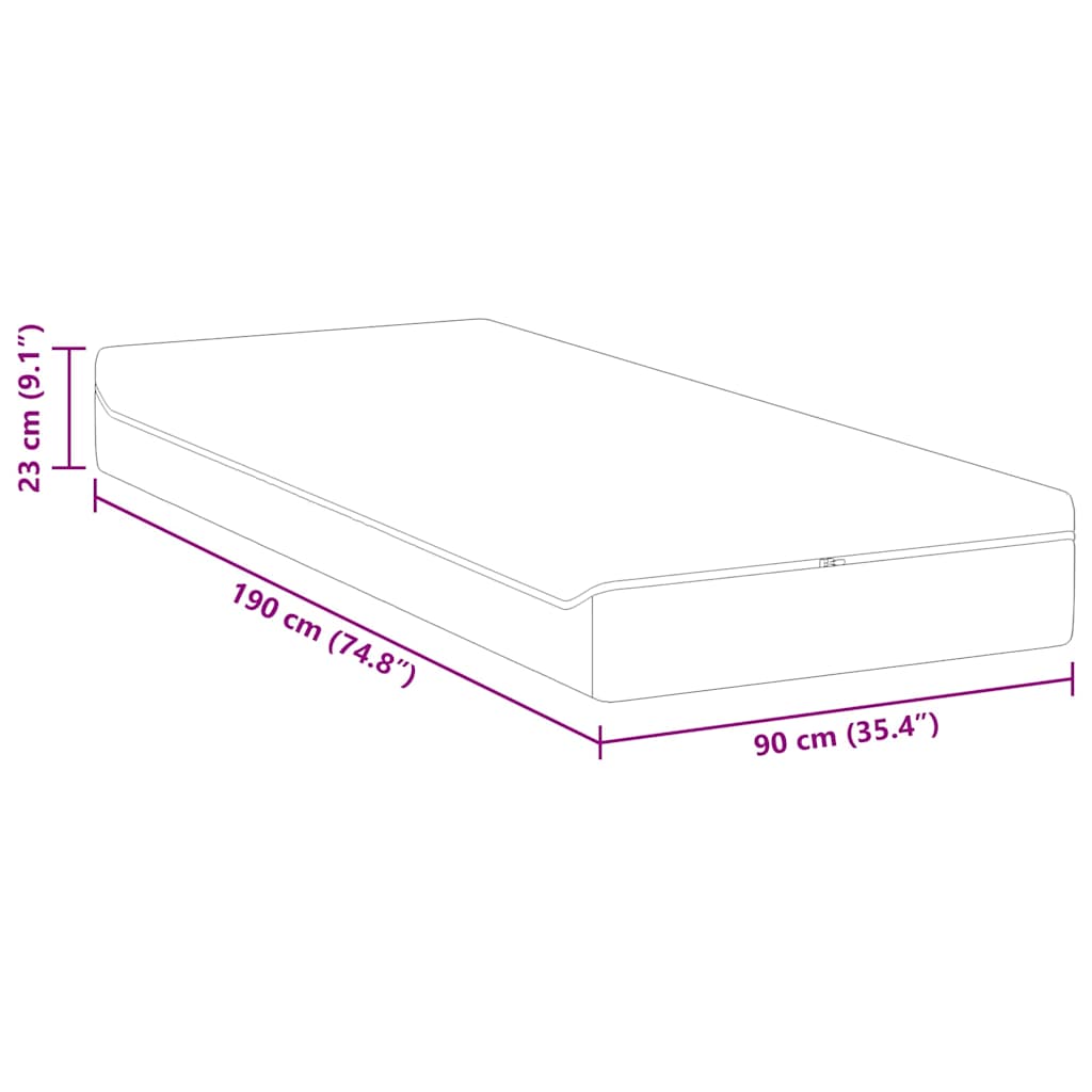Matratze Weiß und Grau 90 x 190 cm Taschenfeder