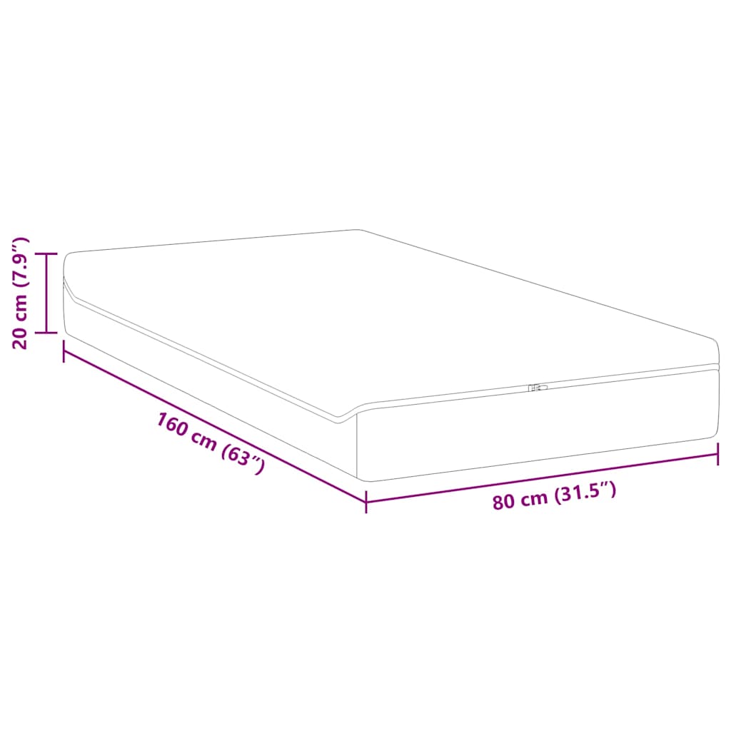 Matratze Weiß und Grau 80 x 160 cm Taschenfeder