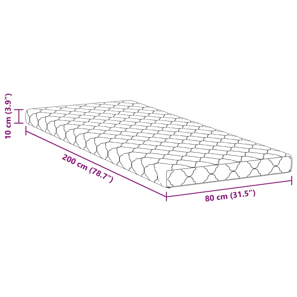 Matratze mit Kokosnusschicht Weiß 200 x 80 cm PU-Schaum