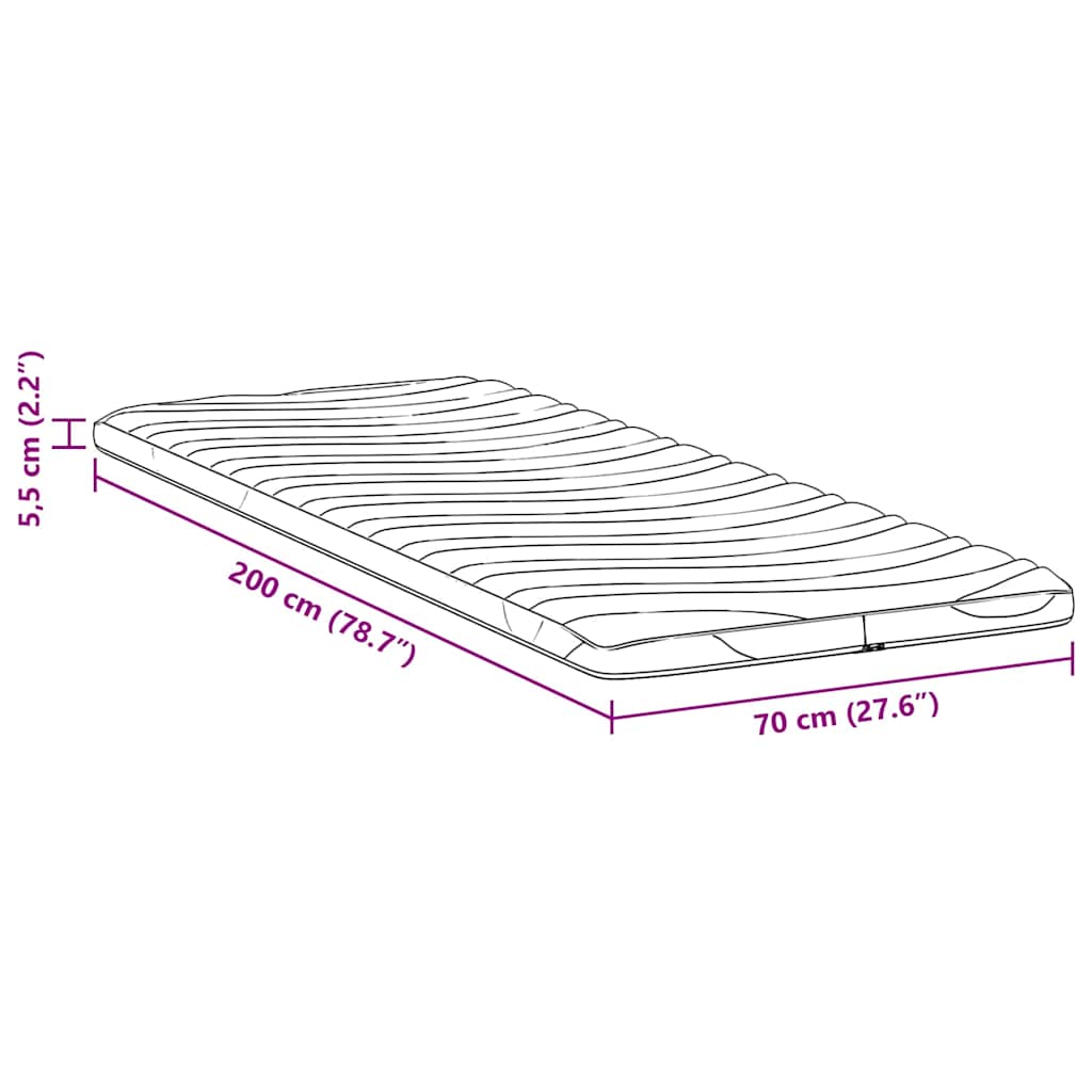 Matratzenpads Weiß 70 x 200 cm Latex