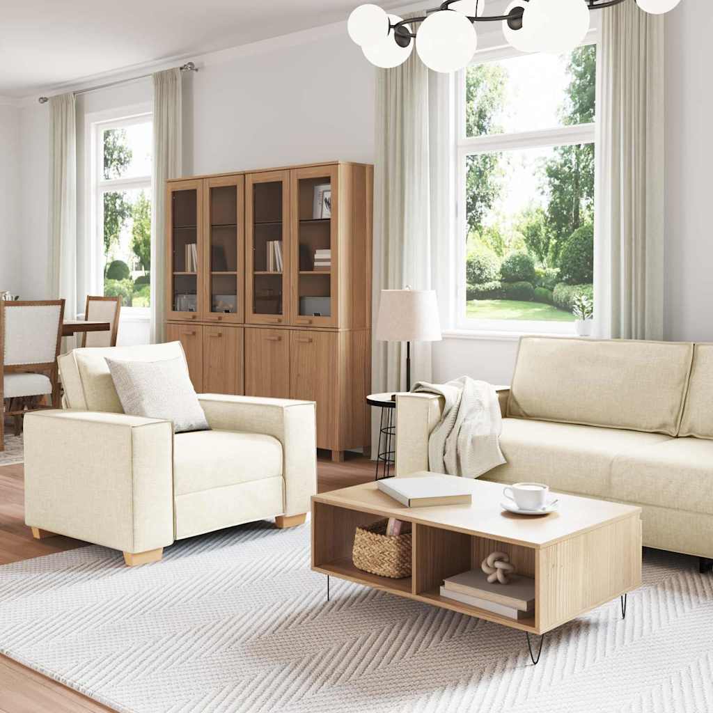 Sofa Stuhl mit Kissen 3 pcs Beige 220 x 78 x 84 cm Leinen